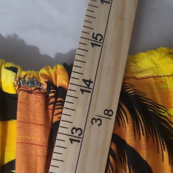 Tropical Yellow Beach Shorts Unisex Elastic Waist Palm Trees Hi Rise Jamica - Picture 5 of 7
